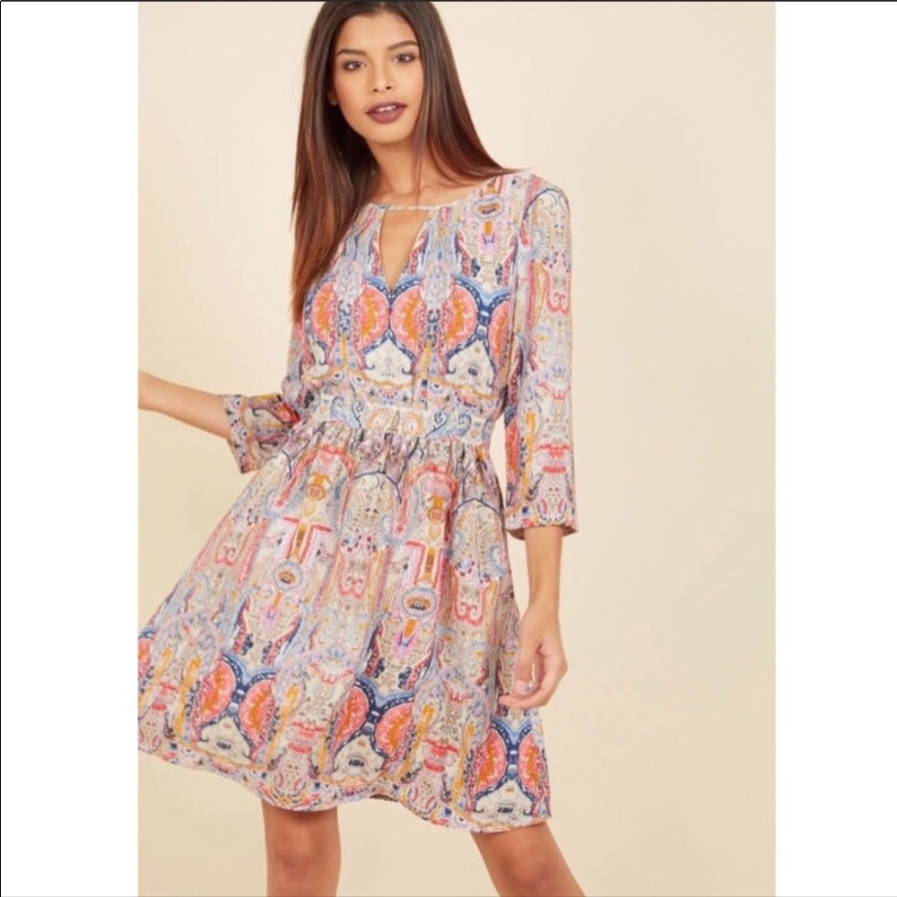 ModCloth | Lace and Mesh Romantic Paisley Dress